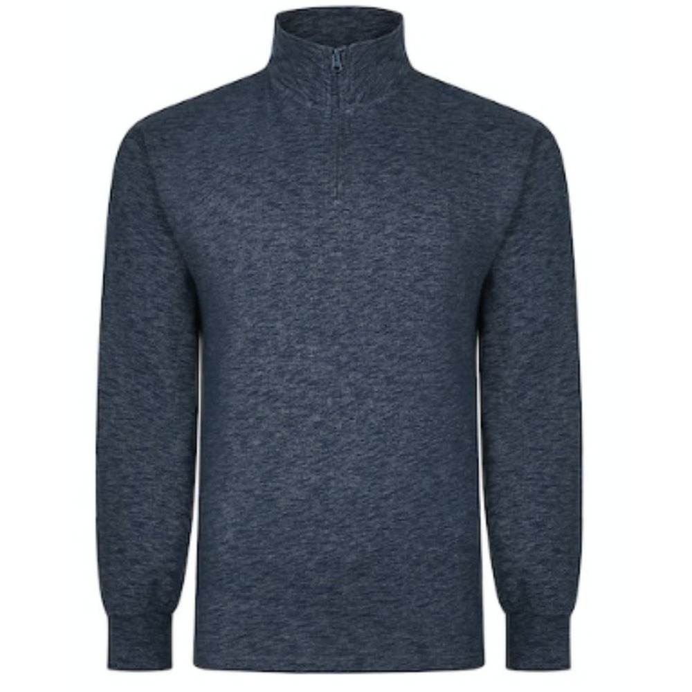 Bigdude Half Zip Marl Pullover in "Denim" 3XL